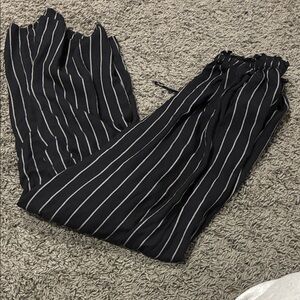 American Eagle Outfitters Black and White Striped Wide Leg Pants